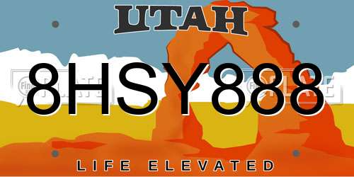 8HSY888 Utah License Plate