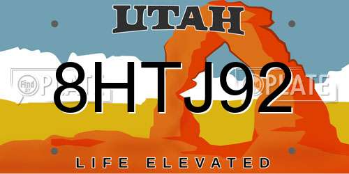 8HTJ92 Utah License Plate