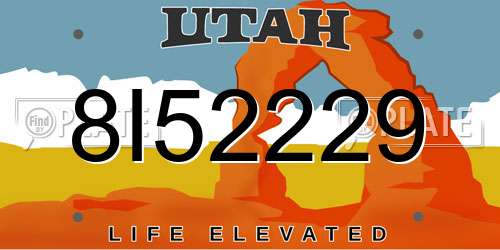8I52229 Utah License Plate
