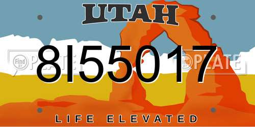 8I55017 Utah License Plate