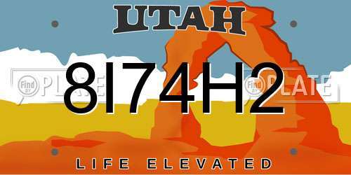 8I74H2 Utah License Plate
