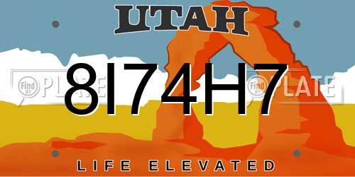 8I74H7 Utah License Plate