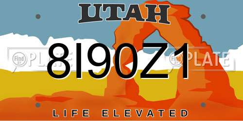 8I90Z1 Utah License Plate