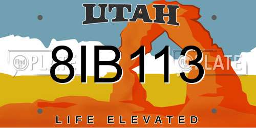 8IB113 Utah License Plate