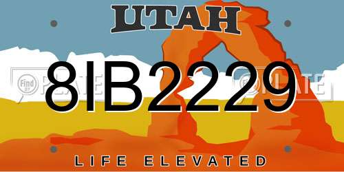 8IB2229 Utah License Plate