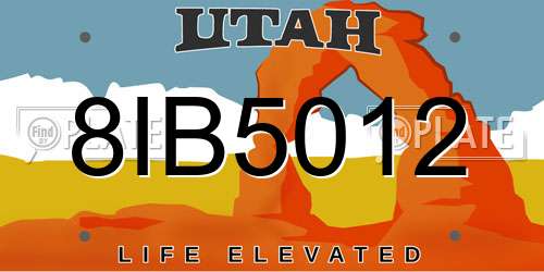 8IB5012 Utah License Plate