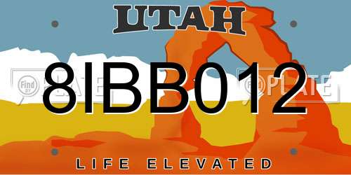 8IBB012 Utah License Plate