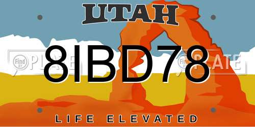 8IBD78 Utah License Plate