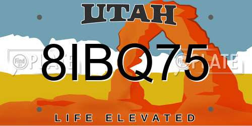 8IBQ75 Utah License Plate