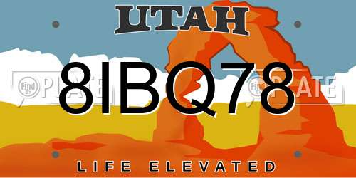 8IBQ78 Utah License Plate
