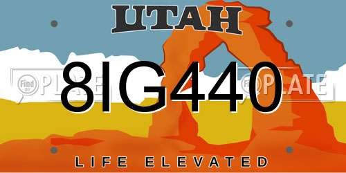 8IG440 Utah License Plate
