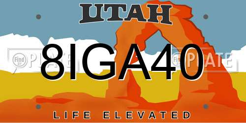 8IGA40 Utah License Plate