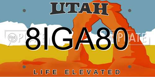 8IGA80 Utah License Plate