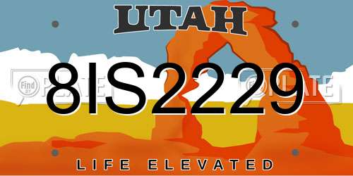 8IS2229 Utah License Plate