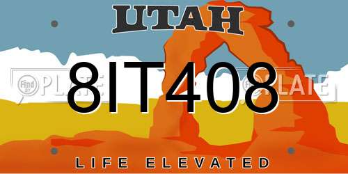 8IT408 Utah License Plate