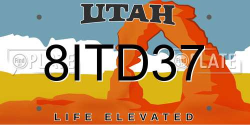 8ITD37 Utah License Plate