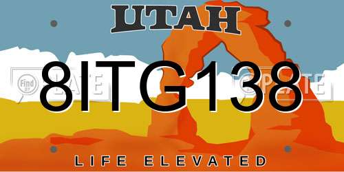 8ITG138 Utah License Plate