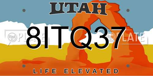 8ITQ37 Utah License Plate
