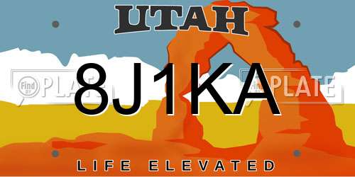 8J1KA Utah License Plate