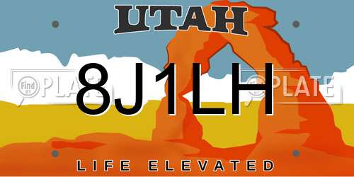 8J1LH Utah License Plate