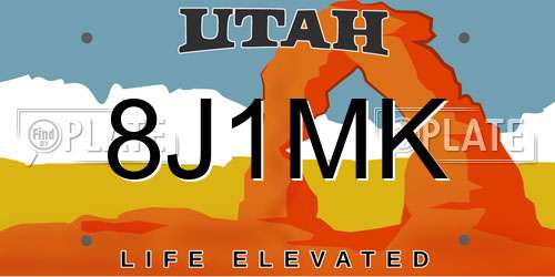 8J1MK Utah License Plate