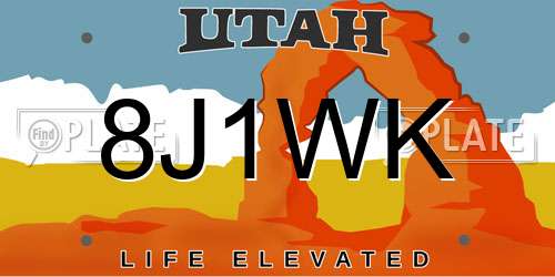 8J1WK Utah License Plate