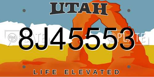 8J45553 Utah License Plate