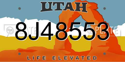 8J48553 Utah License Plate