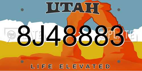 8J48883 Utah License Plate