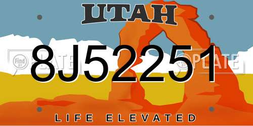 8J52251 Utah License Plate