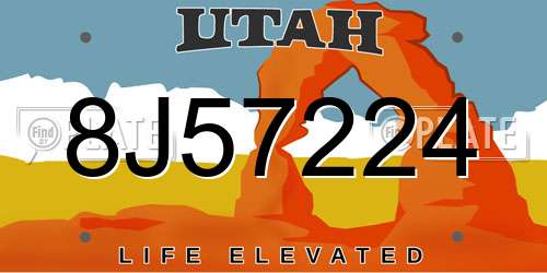 8J57224 Utah License Plate