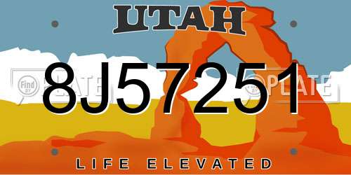 8J57251 Utah License Plate