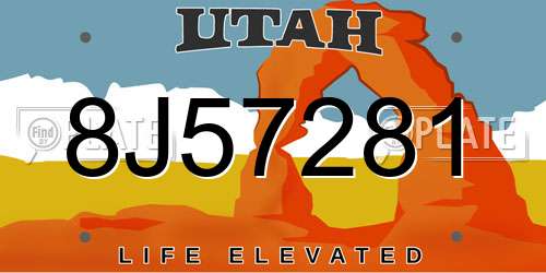 8J57281 Utah License Plate