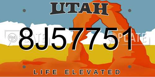 8J57751 Utah License Plate