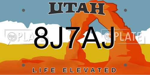 8J7AJ Utah License Plate