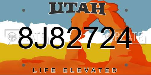 8J82724 Utah License Plate