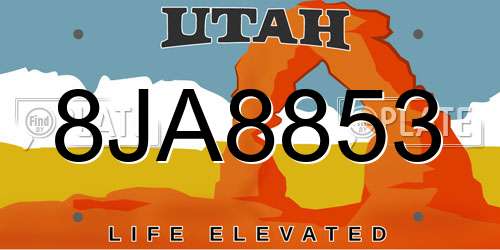 8JA8853 Utah License Plate