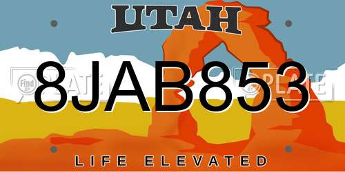 8JAB853 Utah License Plate