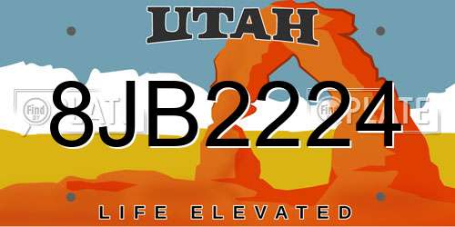 8JB2224 Utah License Plate
