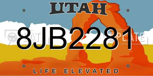 8JB2281 Utah License Plate