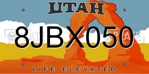 8JBX050 Utah License Plate