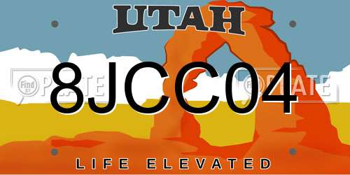 8JCC04 Utah License Plate