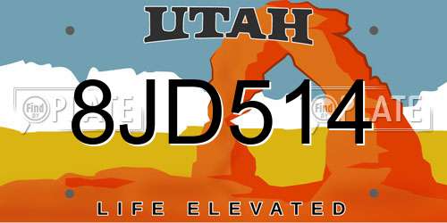 8JD514 Utah License Plate