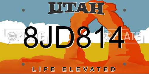 8JD814 Utah License Plate