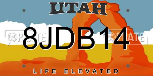 8JDB14 Utah License Plate