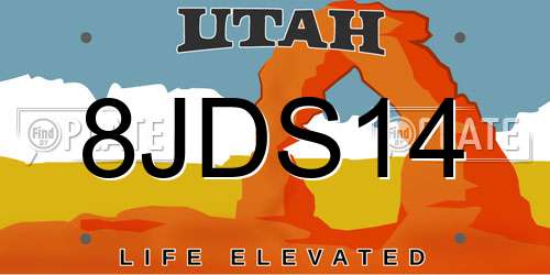 8JDS14 Utah License Plate