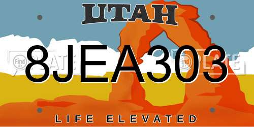 8JEA303 Utah License Plate