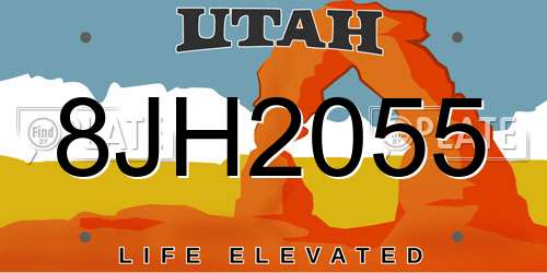 8JH2055 Utah License Plate
