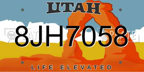 8JH7058 Utah License Plate