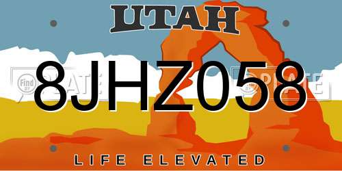 8JHZ058 Utah License Plate